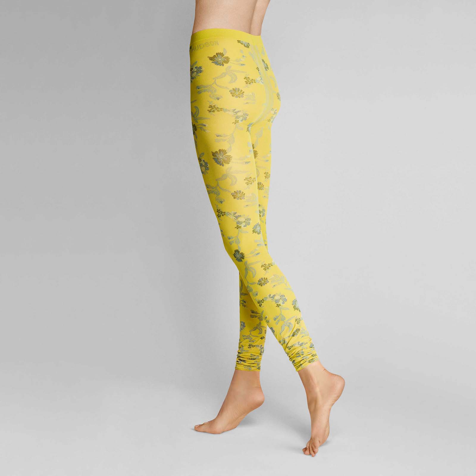 HUDSON Damen PEERLESS -  40/42 - Damen Leggings mit Blumen Elementen allover  - Canary (Gelb)