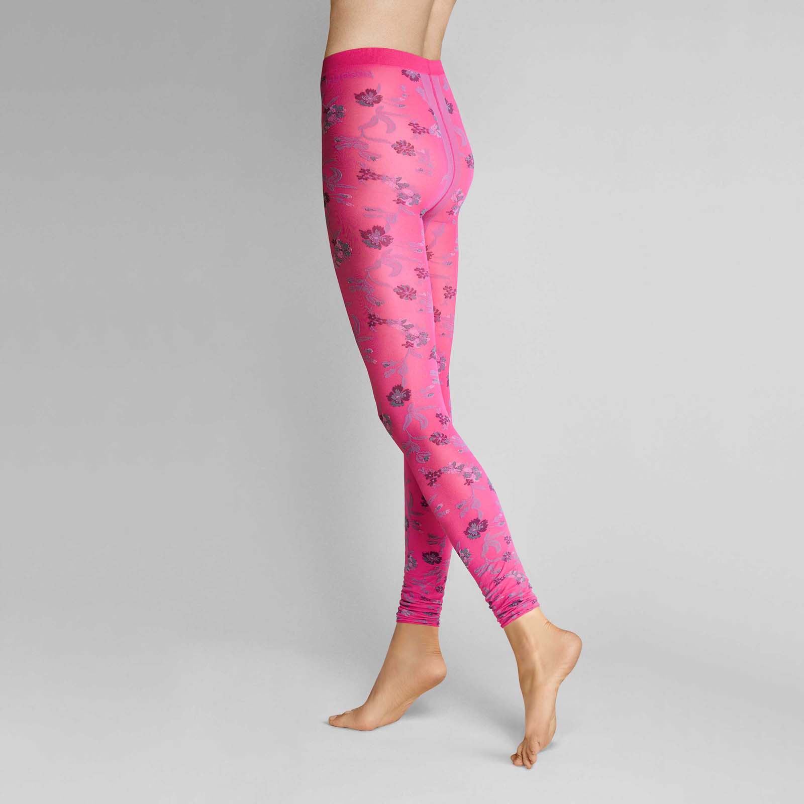 HUDSON Damen PEERLESS -  36/38 - Damen Leggings mit Blumen Elementen allover  - Spicy (Pink/Violett)
