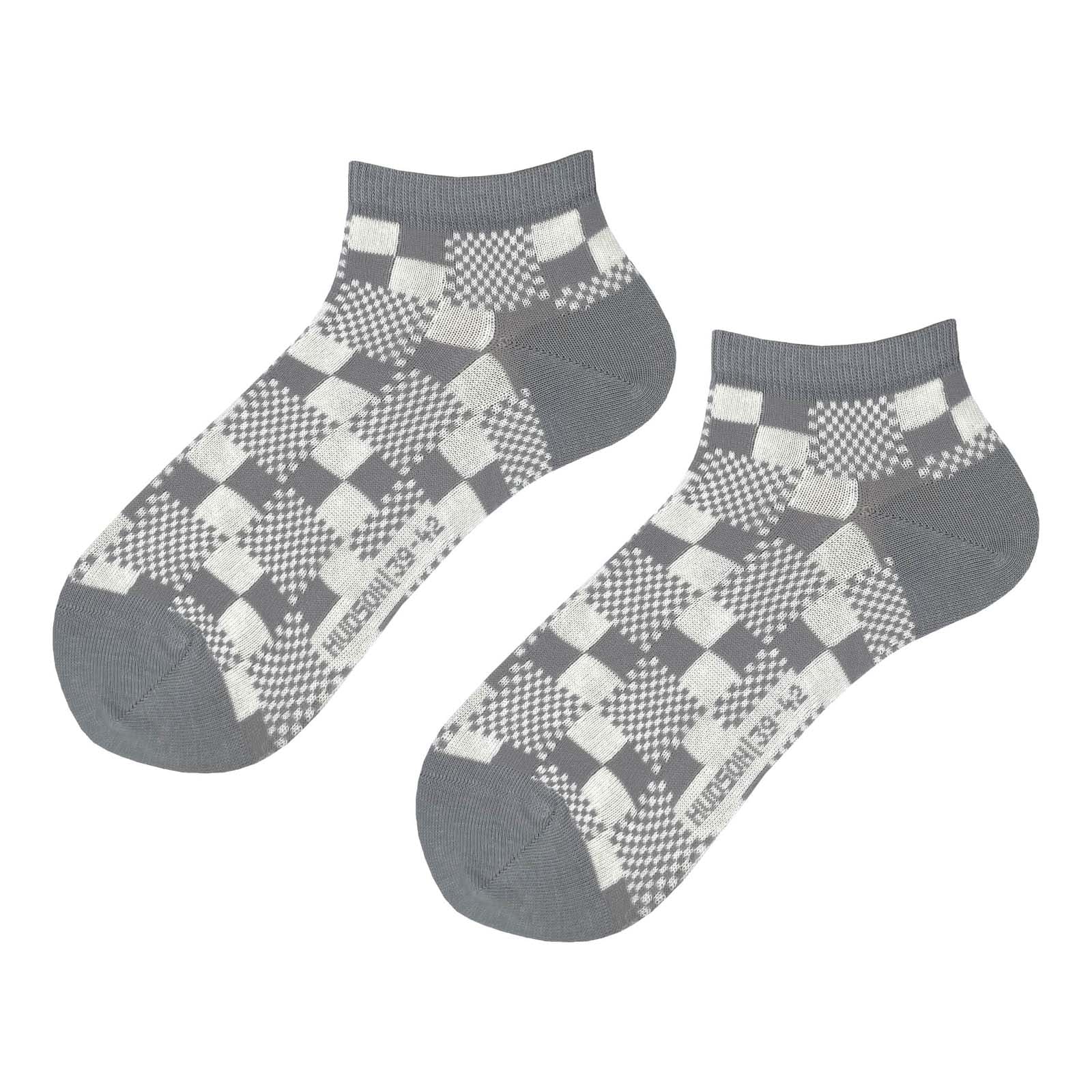 HUDSON Herren TRICKY -  39/42 - Herren Sneaker Socken mit auffälligem Schachbrett-Muster - Silber (Grau)