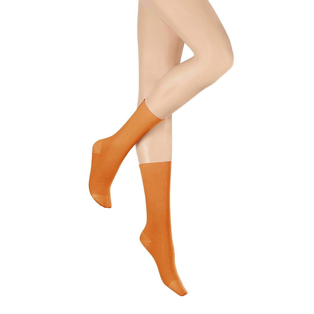 HUDSON Damen RELAX FINE  -  35/38 - Socken mit hohem Baumwoll-Anteil und Rollrand - Peach (Orange)