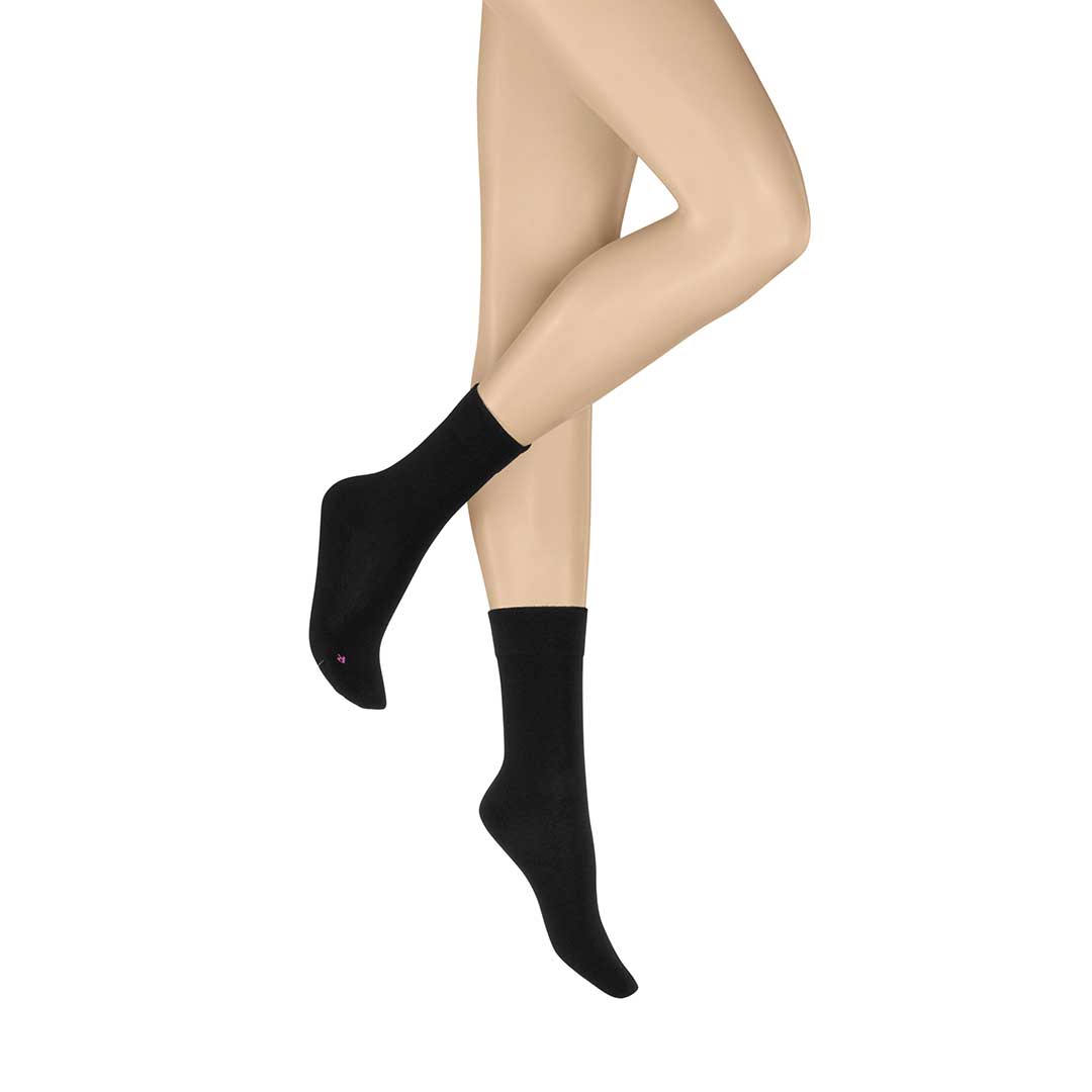 HUDSON Damen AIR PLUSH -  39/42 - Socken mit anatomisch geformter Plüschsohle - Black (Schwarz)