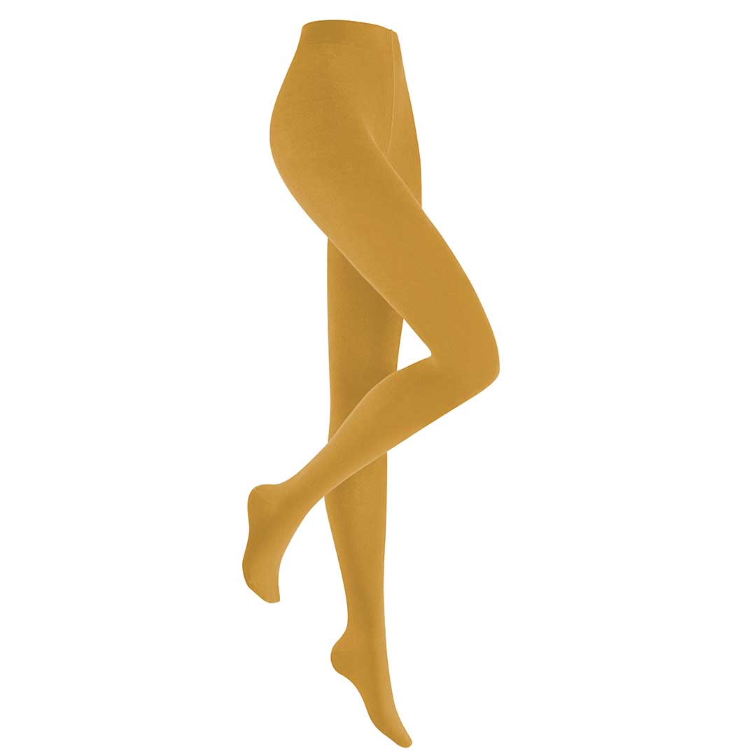 HUDSON Damen RELAX FINE  -  40/42 - Blickdichte Strumpfhose / Strickstrumpfhose mit hohem Baumwollanteil - Curcuma (Gelb)