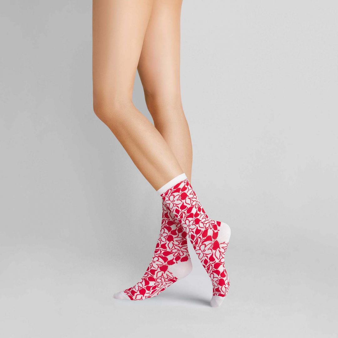 HAWAII  Damen Socken mit Hibiskus Blütenmuster - HUDSON