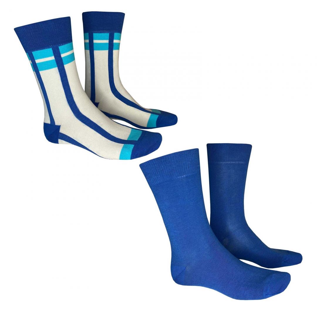 RACY 2-PACK  Herren Socken 2-Pack bestehend aus einem sportlichen und einem unifarbenen Artikel - HUDSON