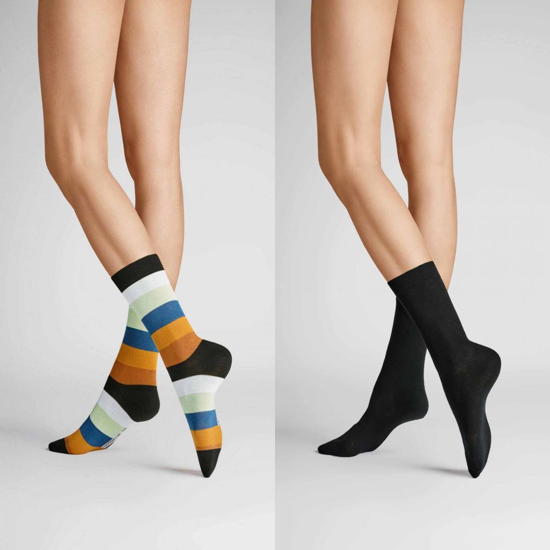 MOTLEY 2-PACK  Damen Socken mit beliebtem Blockringel - HUDSON