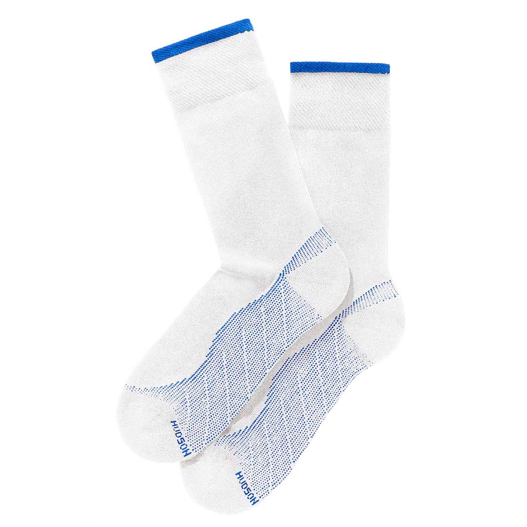 HUDSON Herren ACTIVE -  43/46 - Atmungsaktive Herren Socken mit speziellen Lüftungskanälen - White-blue (Weiß)