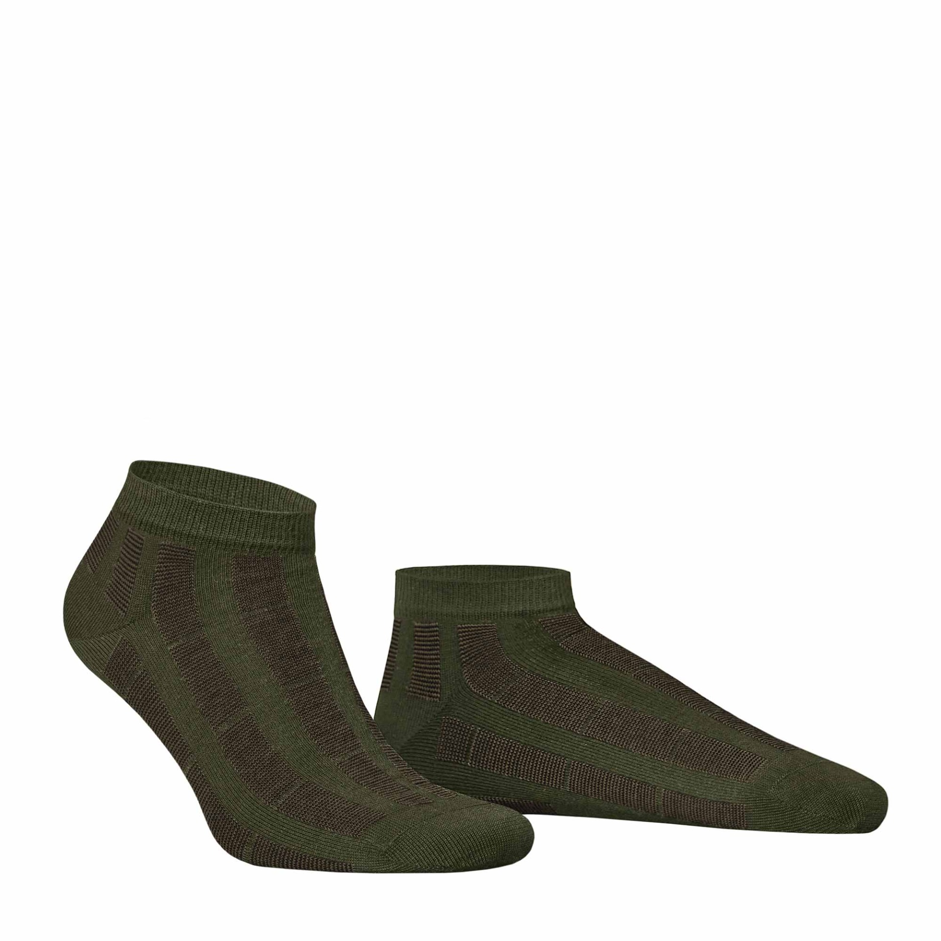 HUDSON Herren PIN -  43/46 - Sneaker Socken mit Streifen-Muster - Army green 0112 (Grün)
