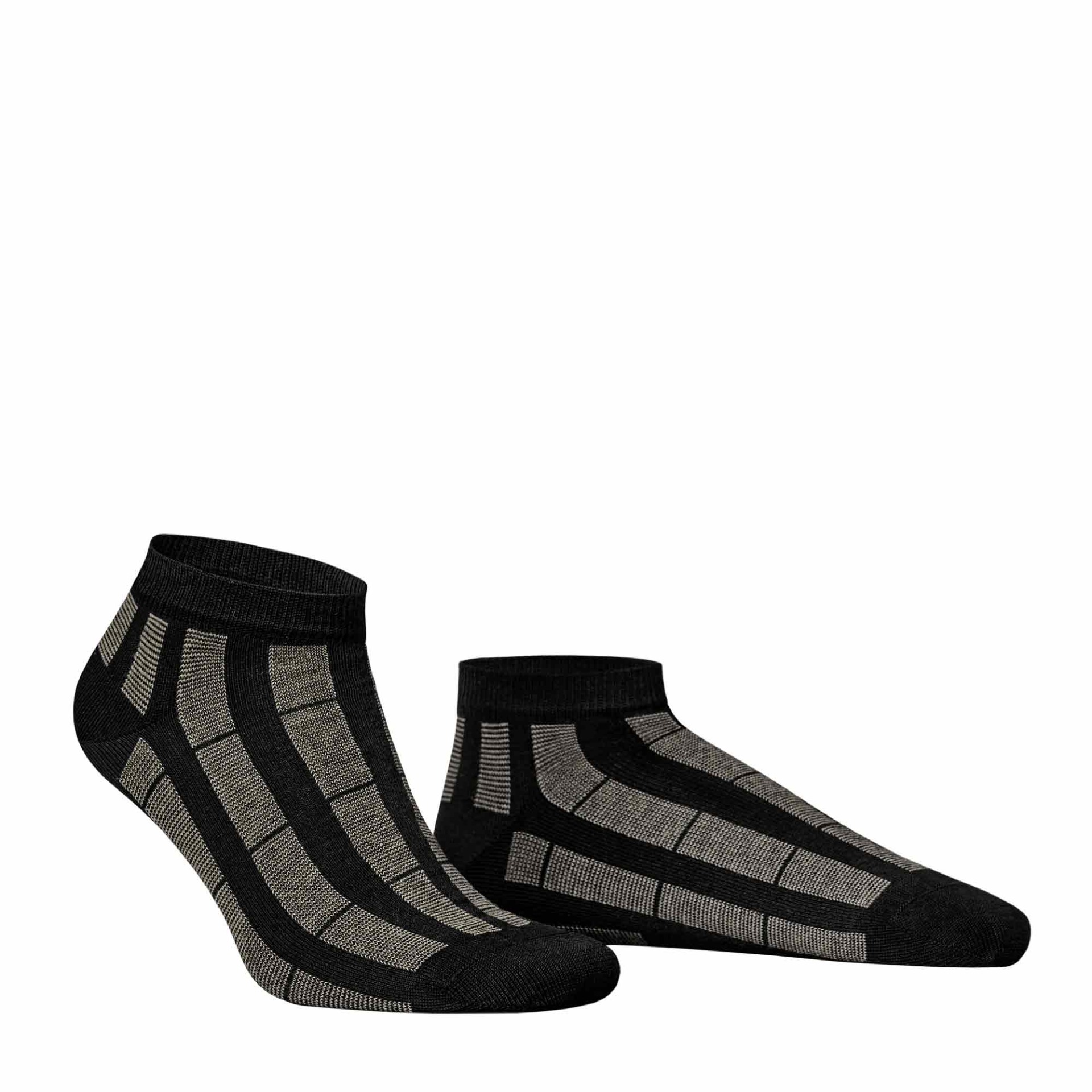 HUDSON Herren PIN -  39/42 - Sneaker Socken mit Streifen-Muster - Black (Schwarz)