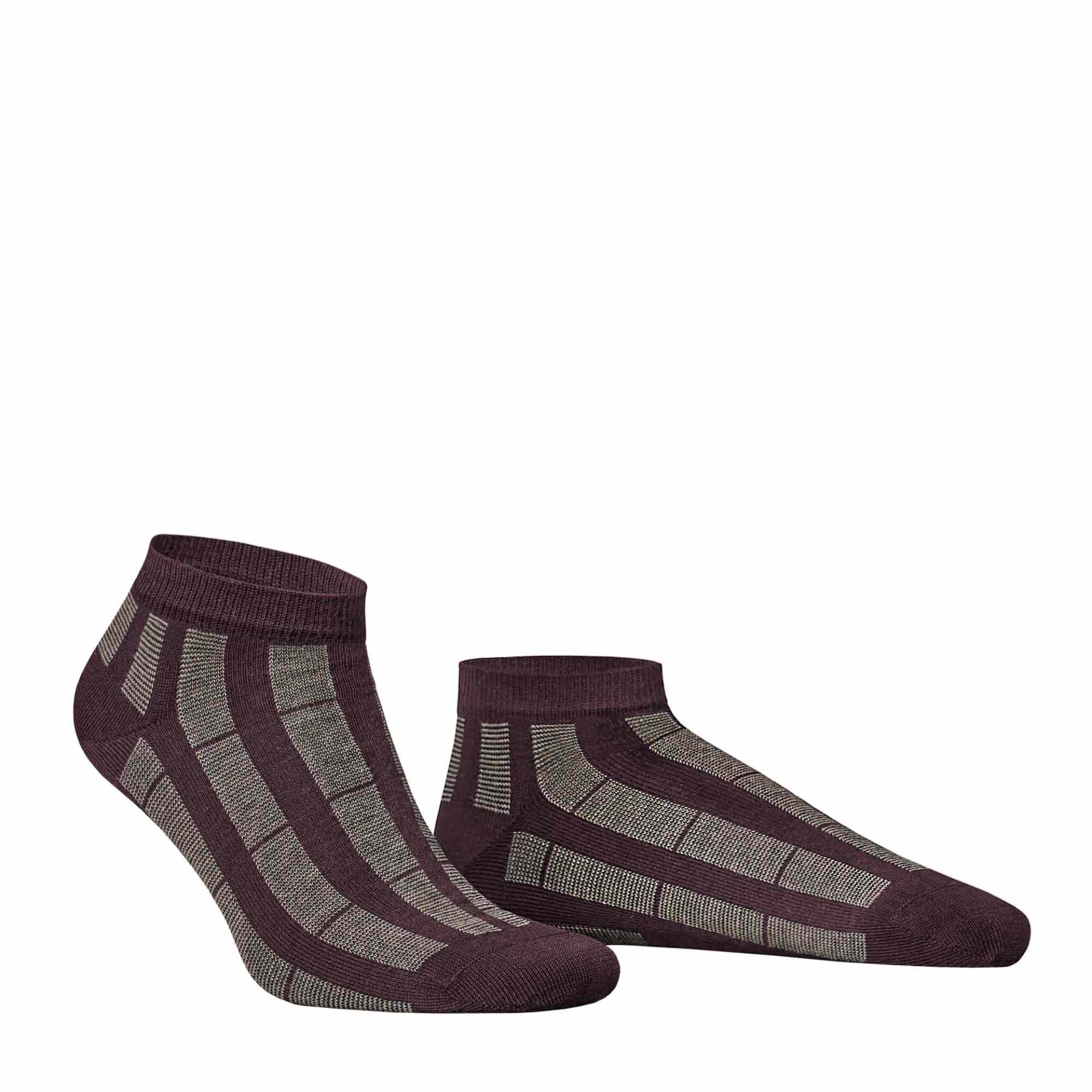 HUDSON Herren PIN -  43/46 - Sneaker Socken mit Streifen-Muster - Blackberry 0113 (Rot)