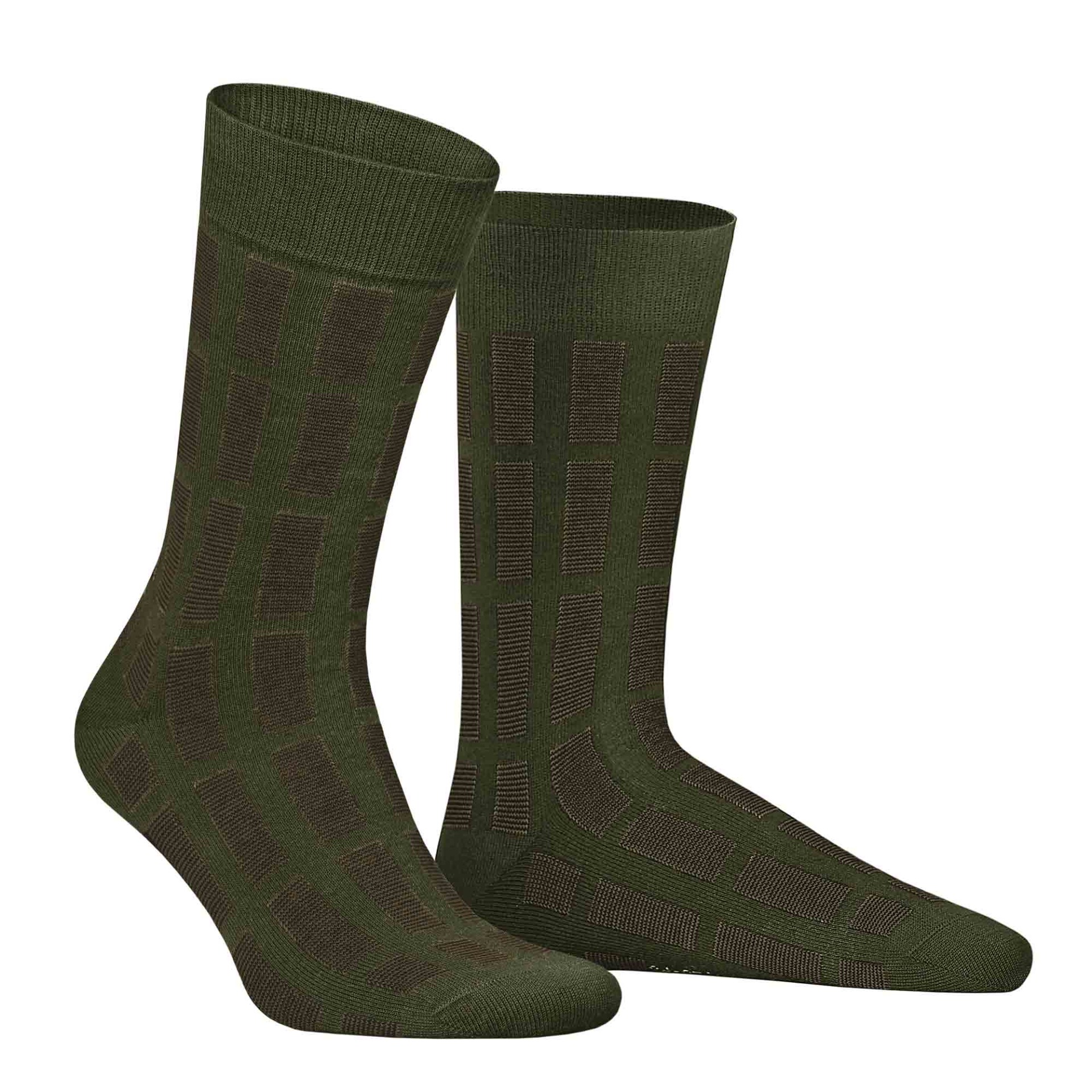HUDSON Herren PIN -  39/42 - Socken mit Streifen-Muster - Army green 0112 (Grün)
