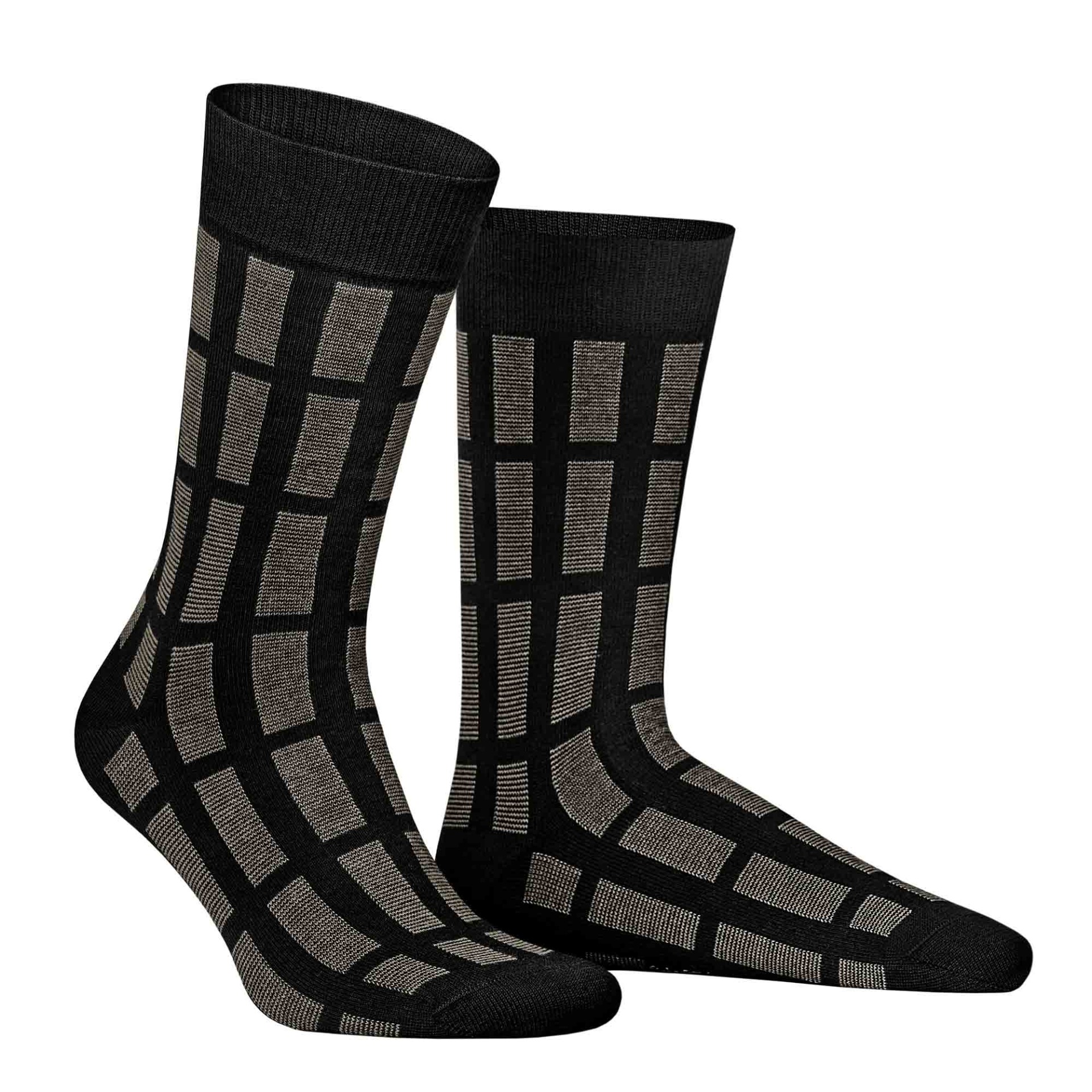 HUDSON Herren PIN -  39/42 - Socken mit Streifen-Muster - Black (Schwarz)