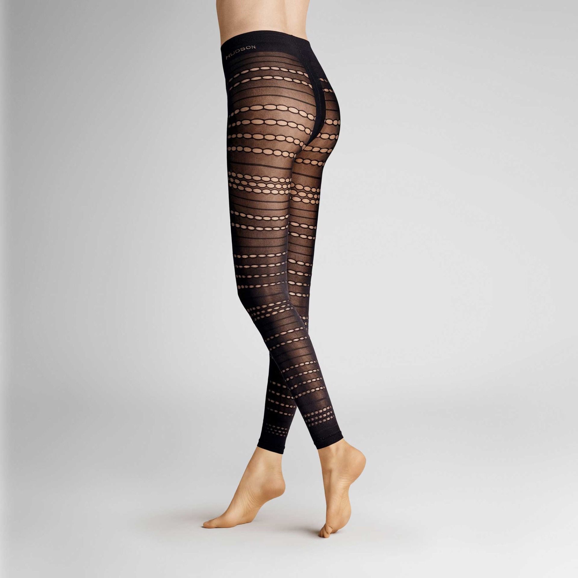 HUDSON Damen FUZZY -  40/42 - Damen Leggings mit transparenter Musterung - Black (Schwarz)