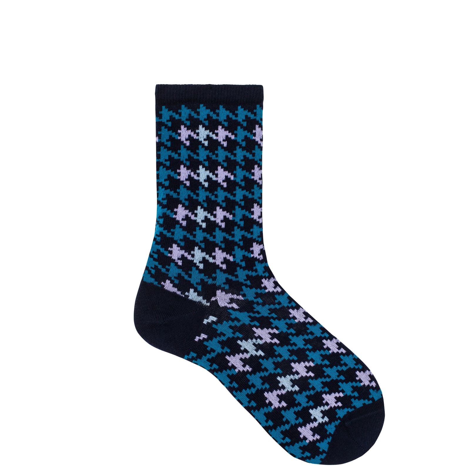 HUDSON Damen HOUNDSTOOTH -  39/42 - Damen Socken mit angesagtem Hahnentritt-Muster - Marine (Blau)