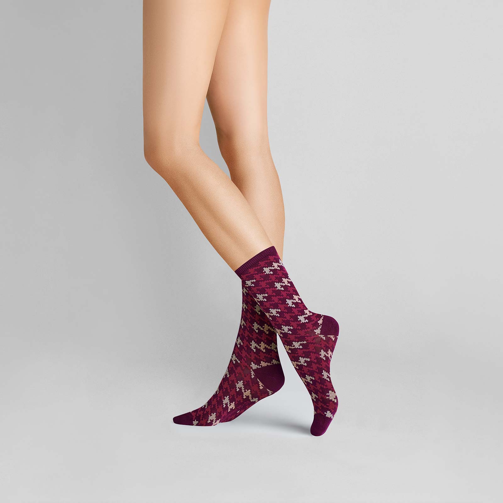 HUDSON Damen HOUNDSTOOTH -  35/38 - Damen Socken mit angesagtem Hahnentritt-Muster - Sweet lilac (Pink/Violett)