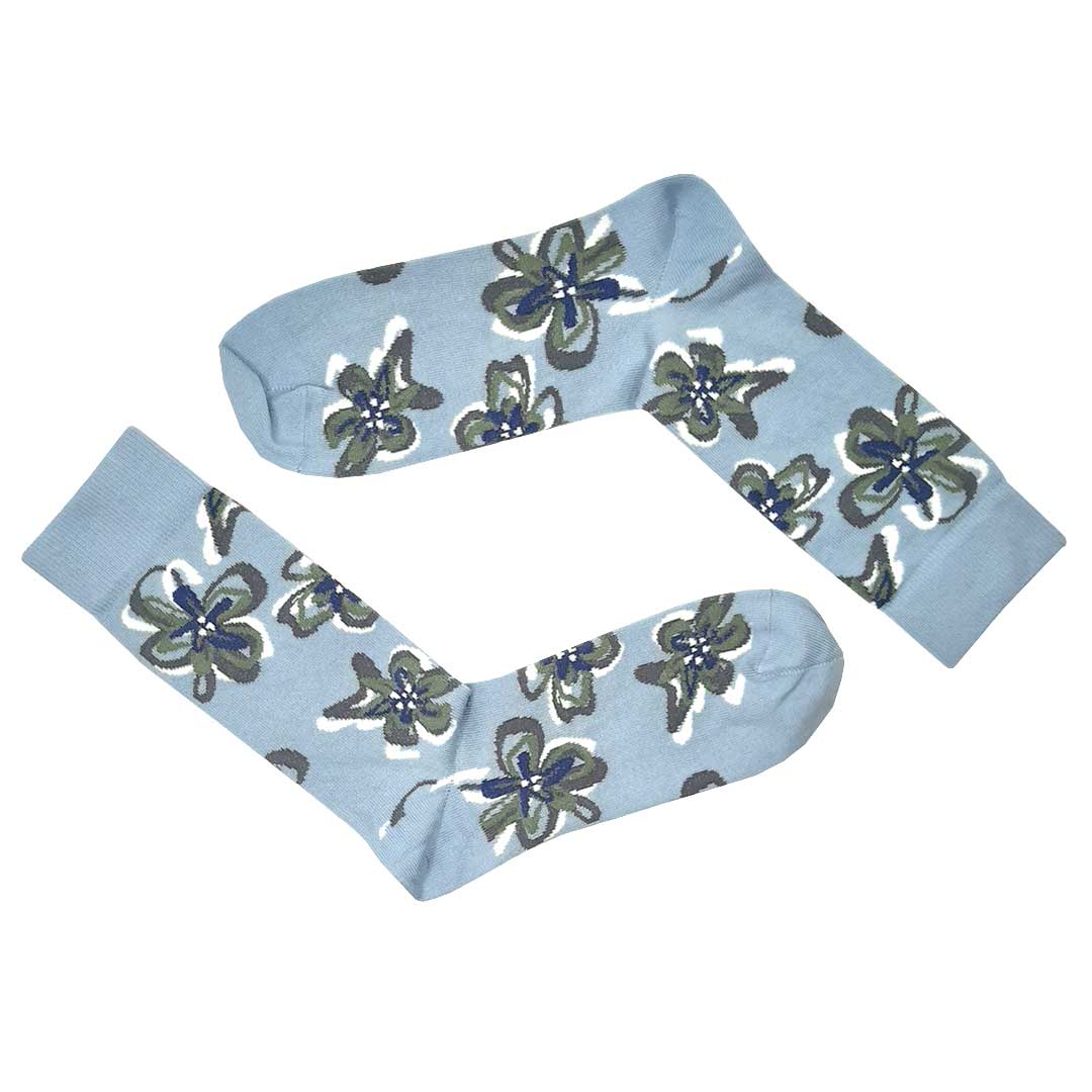 HUDSON Herren MODERN FLOWER -  39/42 - Herren Socken mit modernem Blumen-Muster - Breeze (Blau)