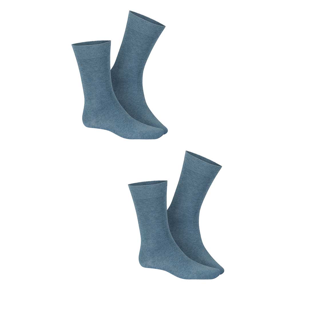 HUDSON Herren ONLY 2-PACK -  39/42 - Klassische Herren Socken im Doppelpack - Jeans-mel. (Blau)