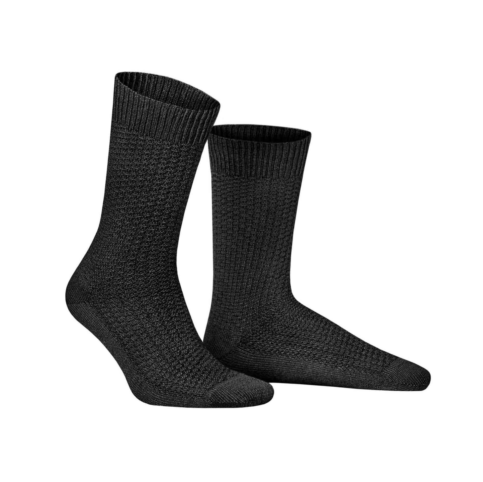 HUDSON Herren PIQUE -  39/42 - Socken mit moderner Pique-Struktur - Black (Schwarz)