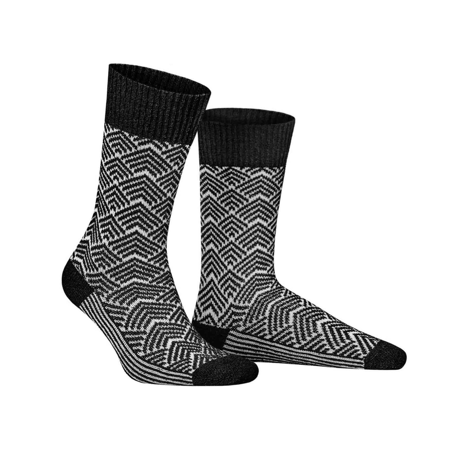 HUDSON Herren RARE -  39/42 - Socken mit coolem Retro-Muster - Black (Schwarz)