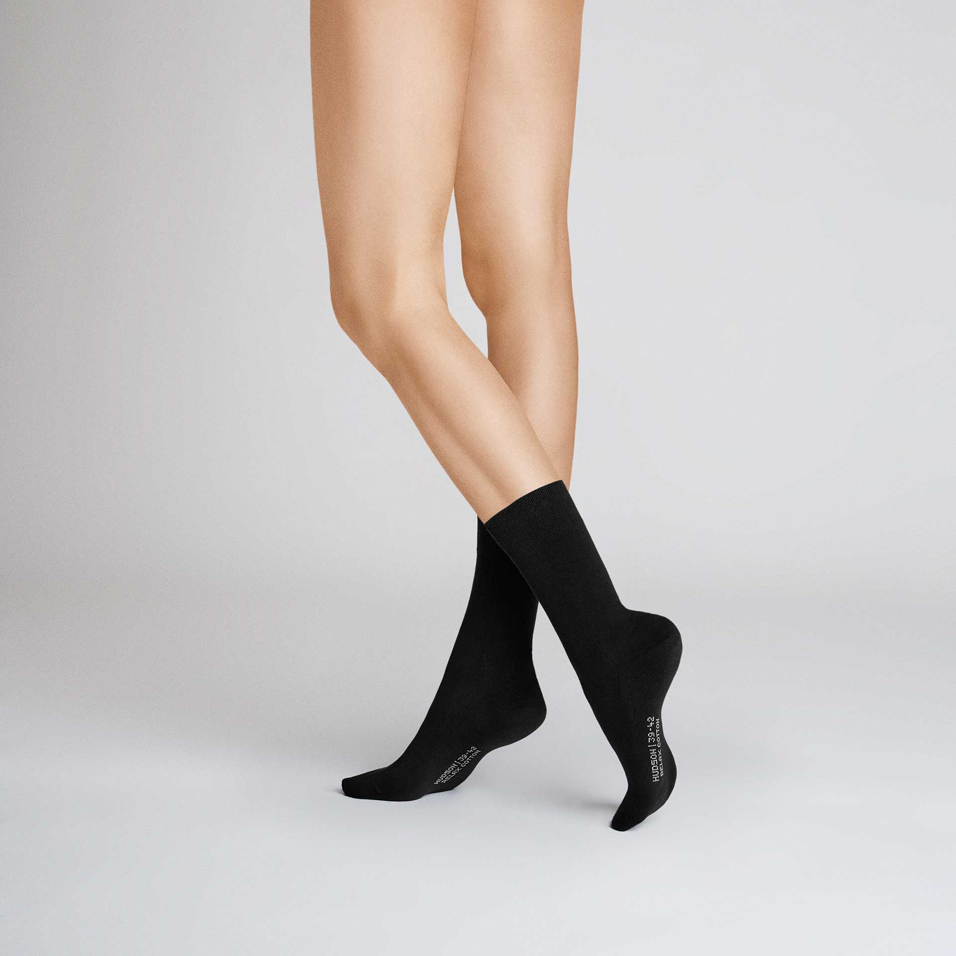 HUDSON Damen RELAX COTTON     -  35/38 - Socken aus 97% Baumwolle - Black (Schwarz)