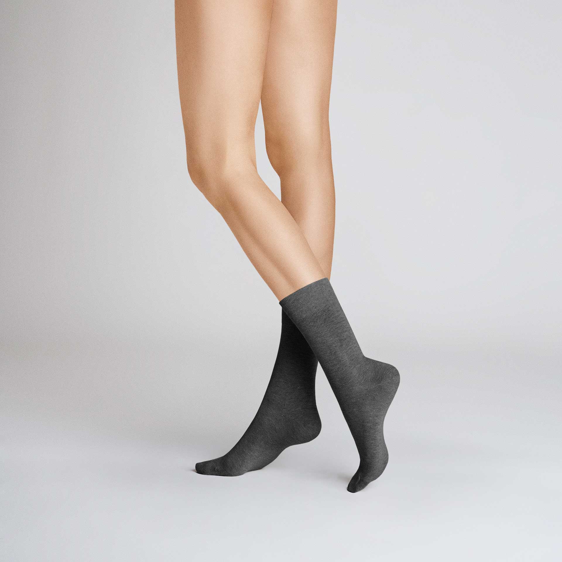 HUDSON Damen RELAX COTTON     -  35/38 - Socken aus 97% Baumwolle - Grau-mel. (Grau)