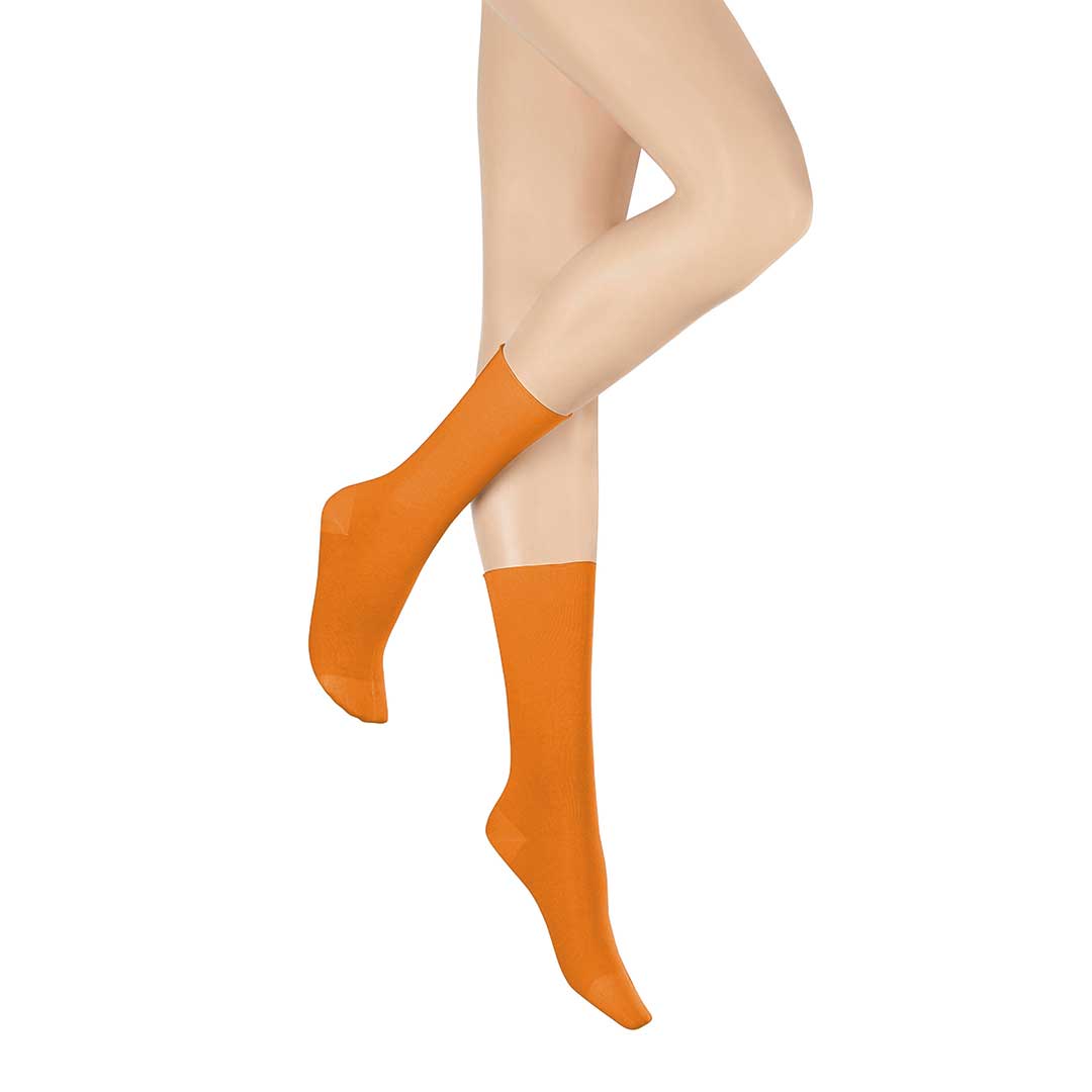 HUDSON Damen RELAX FINE  -  35/38 - Socken mit hohem Baumwoll-Anteil und Rollrand - Papaya (Orange)