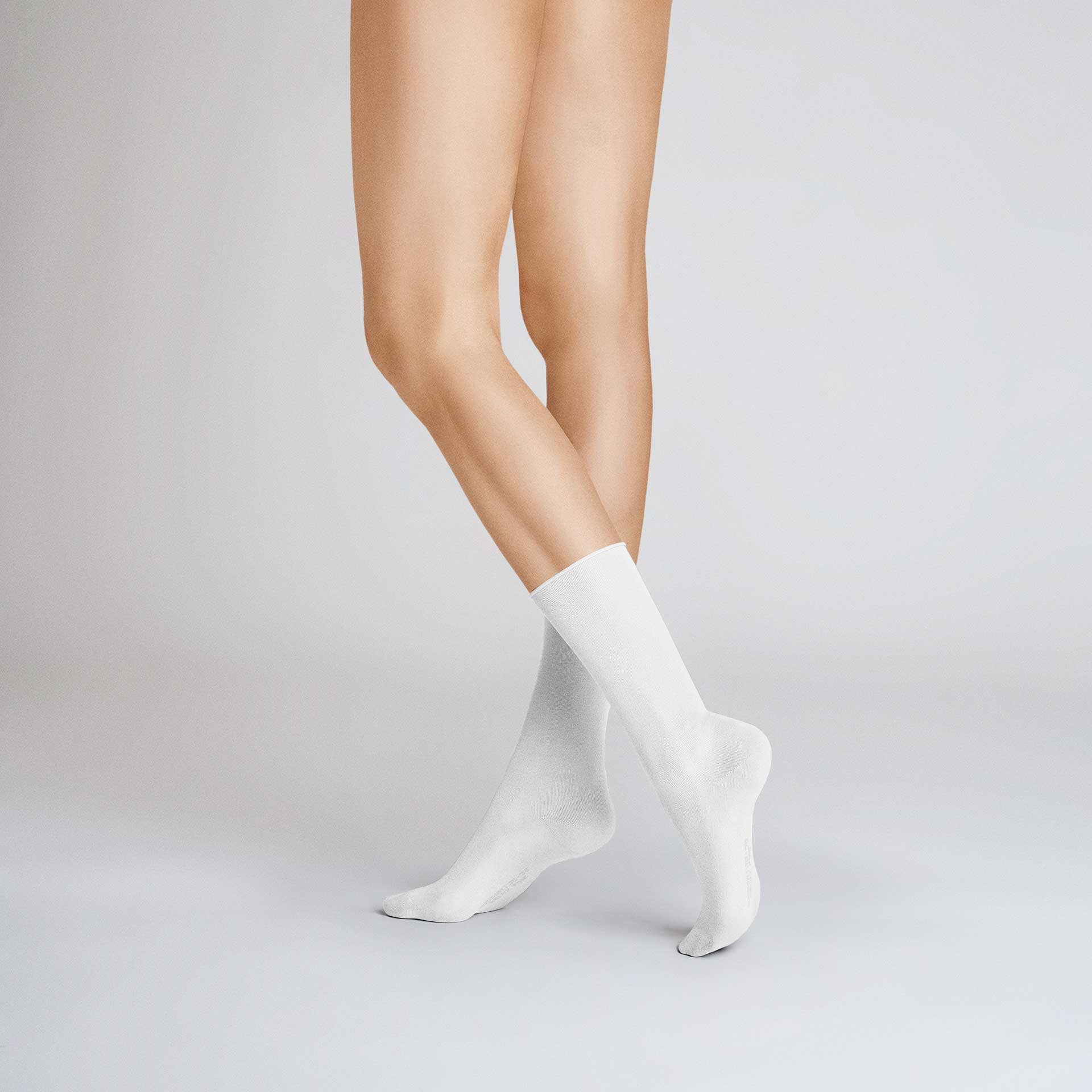 HUDSON Damen RELAX FINE  -  35/38 - Socken mit hohem Baumwoll-Anteil und Rollrand - White (Weiß)