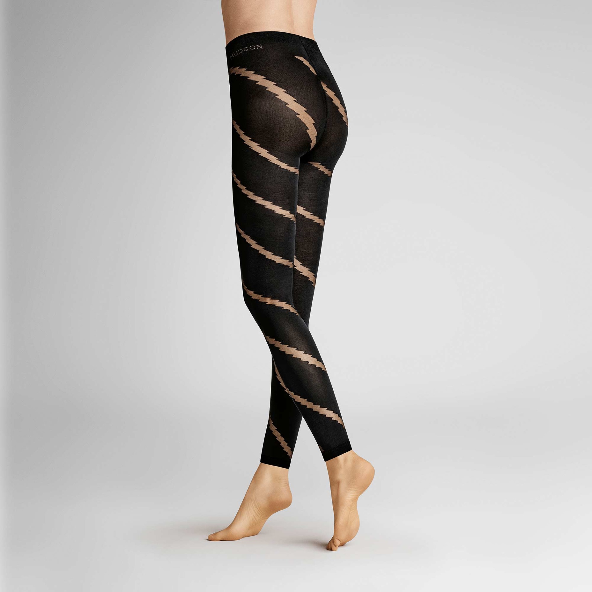 HUDSON Damen SPLIT -  36/38 - Leggings mit diagonalem Ausbrenner-Muster - Black (Schwarz)