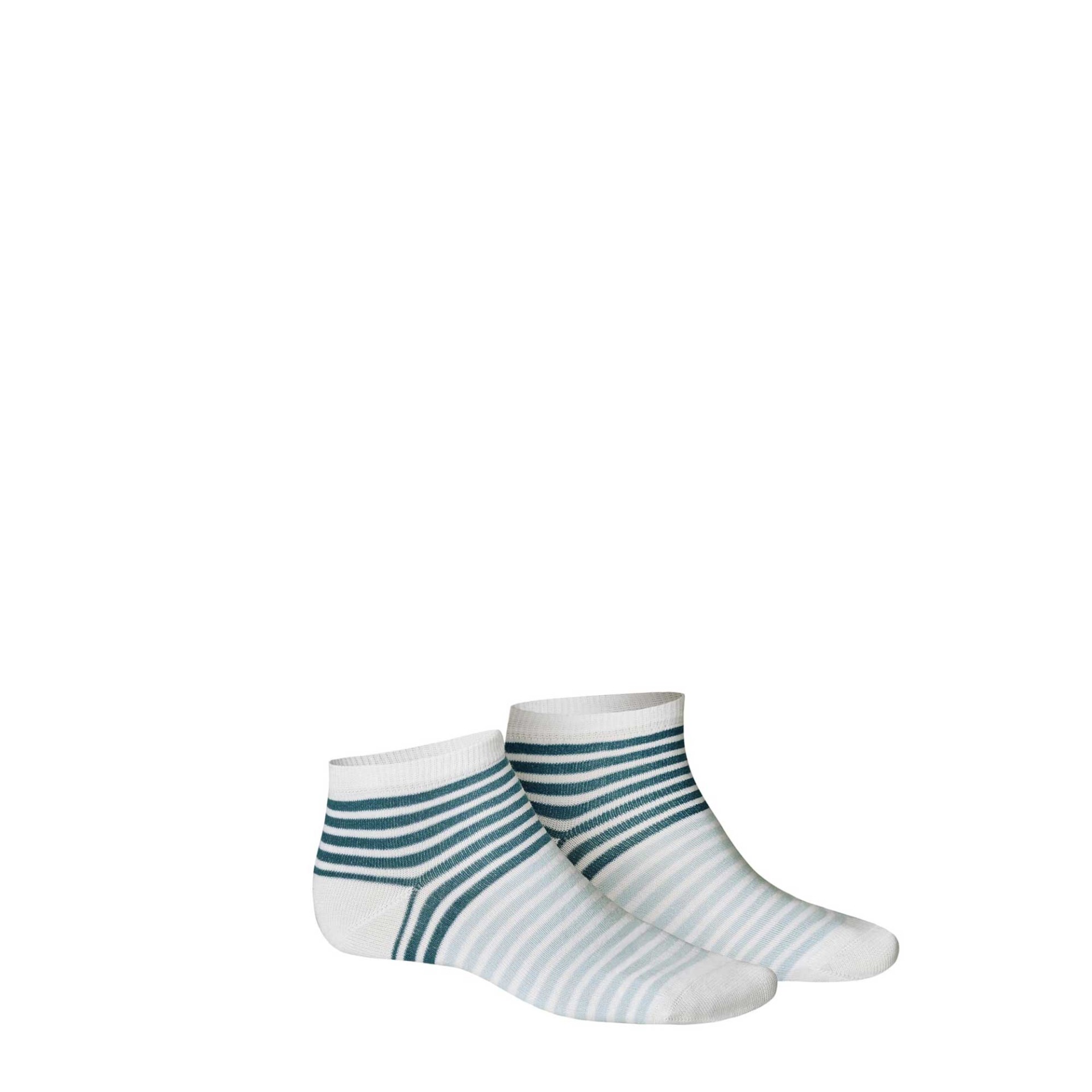 HUDSON Herren TWICE -  39/42 - Herren Sneaker Socken mit Ringelmuster - White (Weiß)