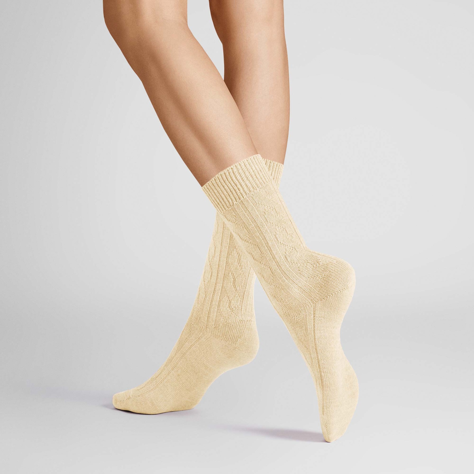 HUDSON Damen WINTER PLAIT -  35/38 - Wärmende Socken mit Zopf-Muster - Biber-mel. (Hell Beige)