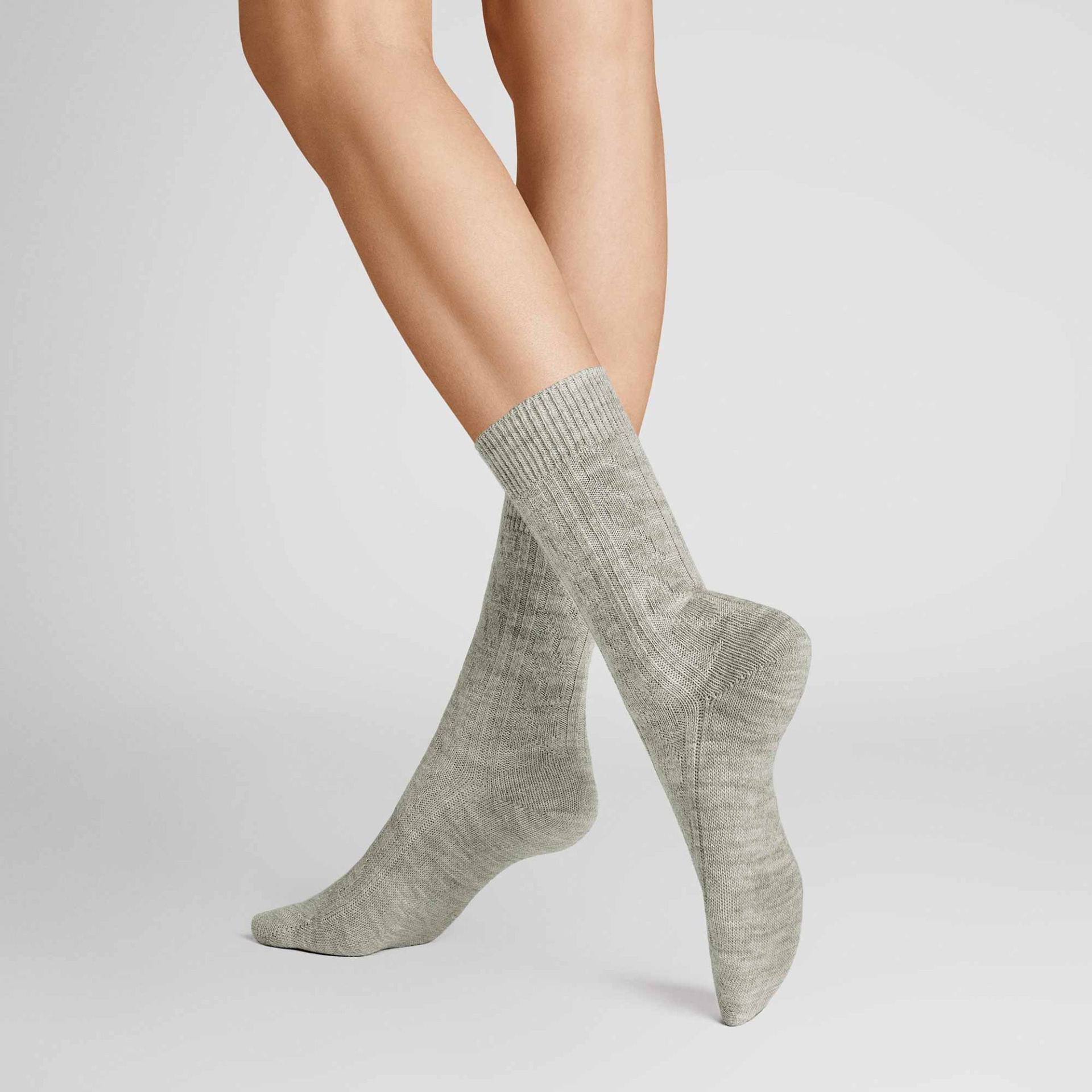 HUDSON Damen WINTER PLAIT -  35/38 - Wärmende Socken mit Zopf-Muster - Silber (Grau)